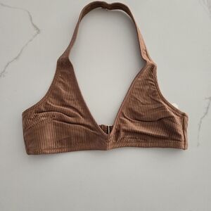 NWT Brown Halter Bikini Top